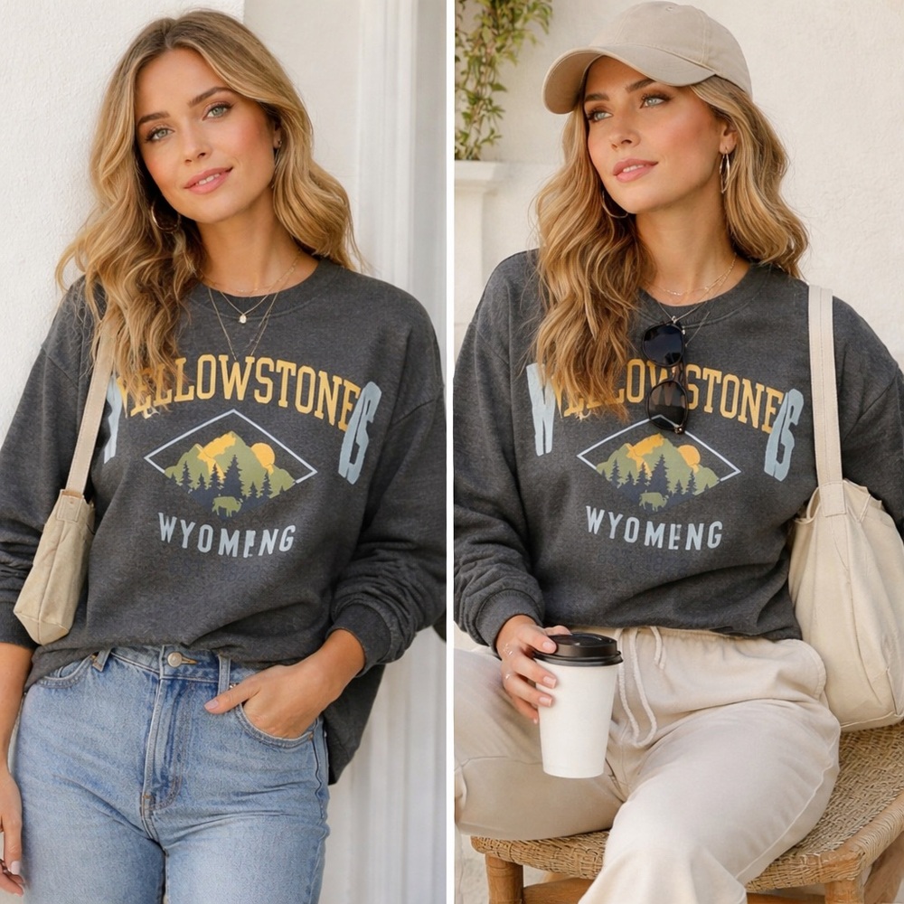 Modern Lux Charcoal Yellowstone Wyoming Graphic Sweatshirt
01-0038